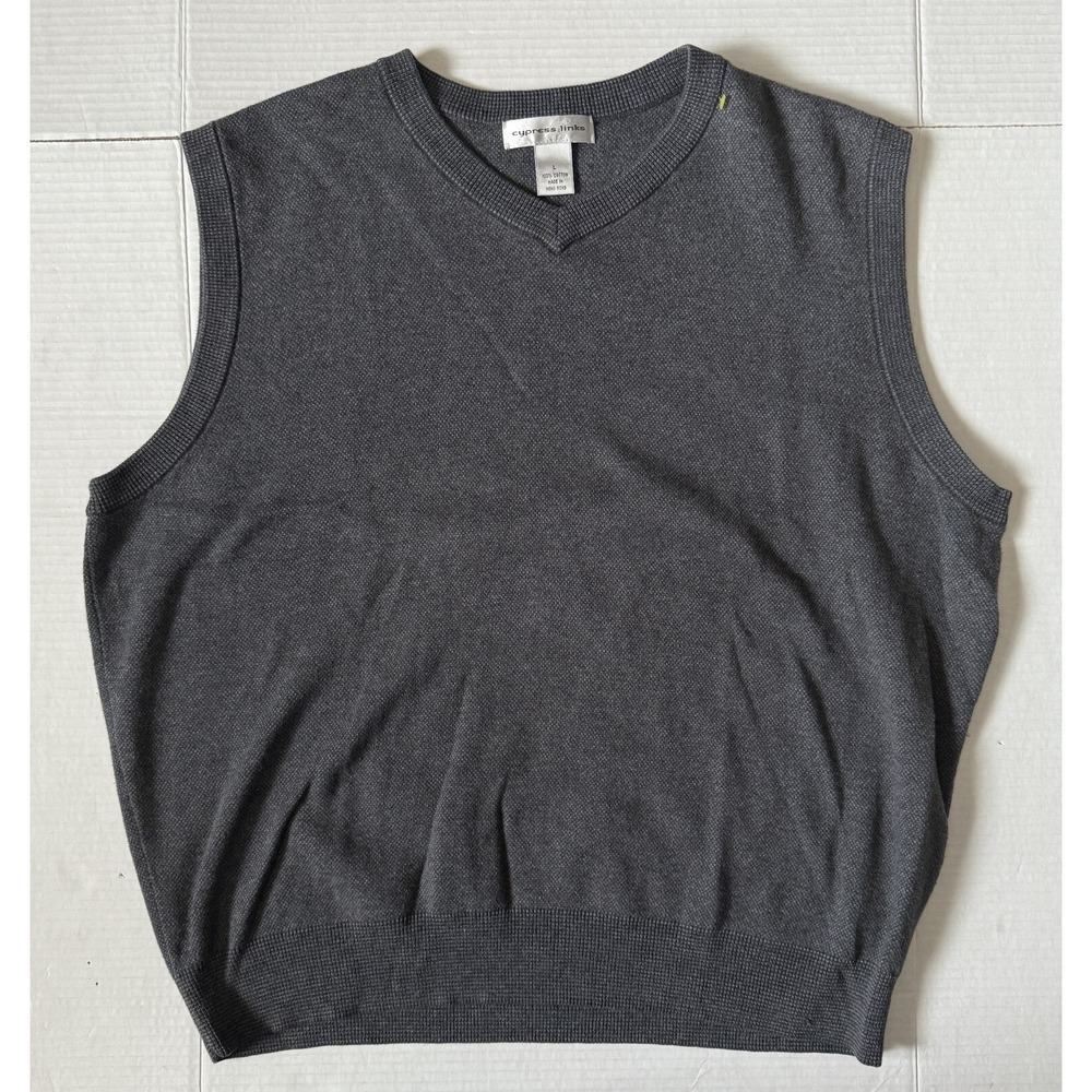 CYPRESS LINKS - Men's V-Neck Gray Sweater Golf Vest - Size Large